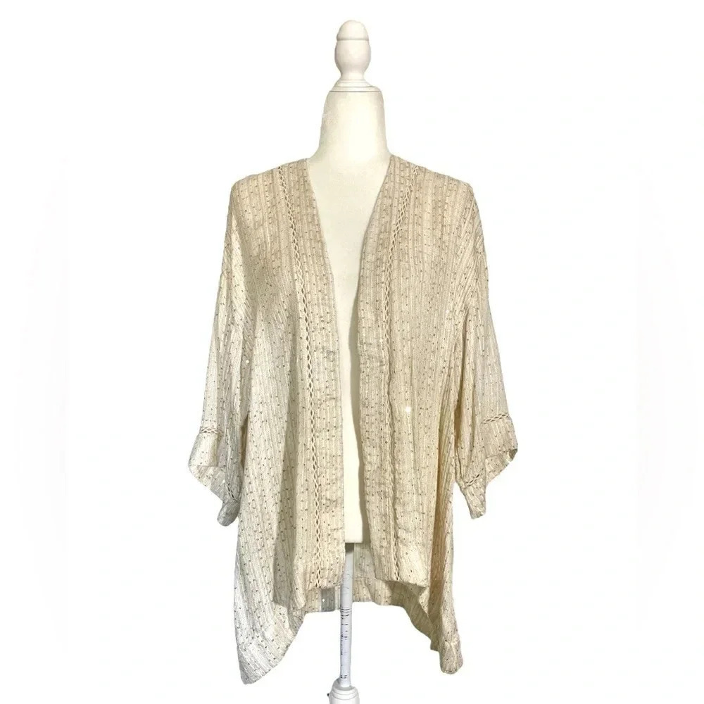 NWT Soft Surroundings Glamour Sequin Topper Cardigan